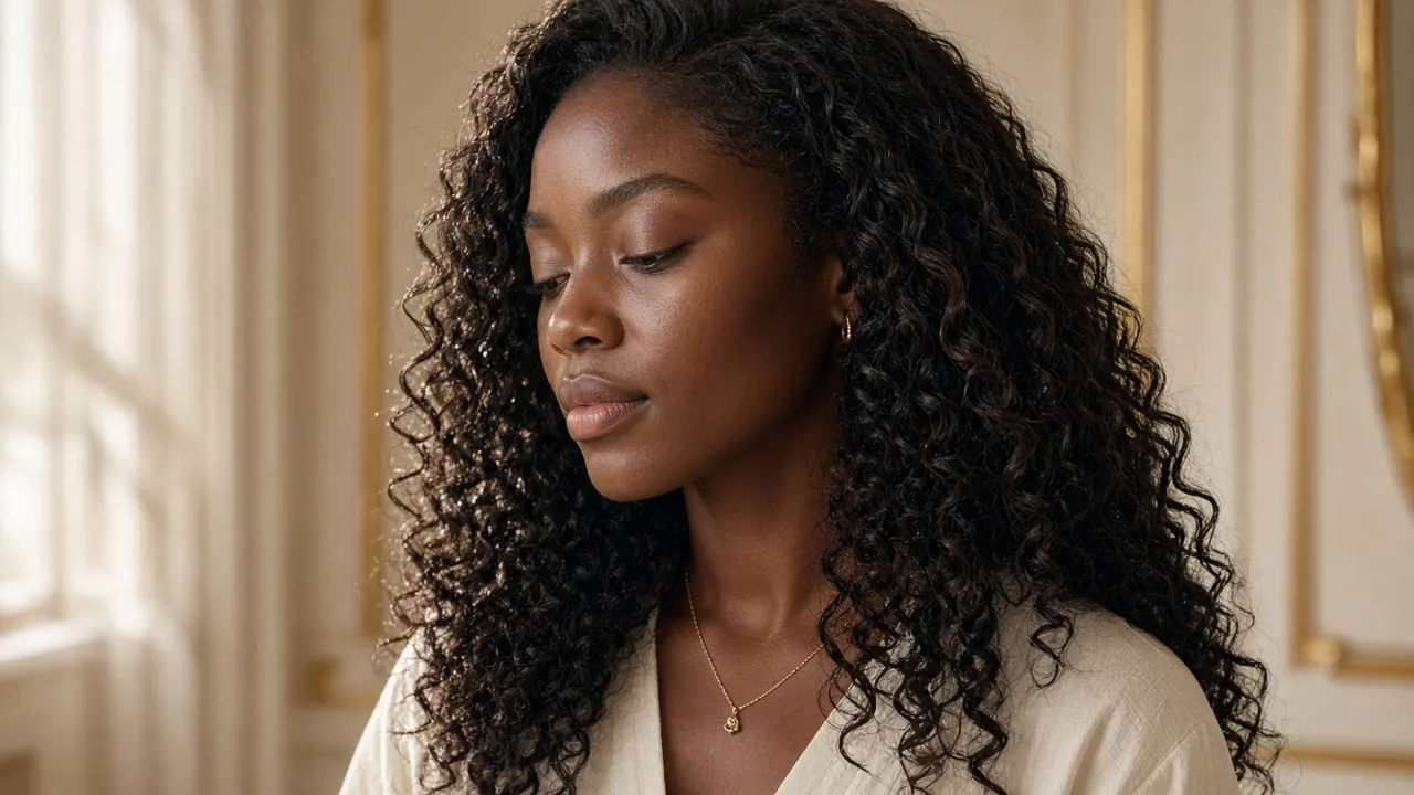 Model with defined, healthy-looking curls