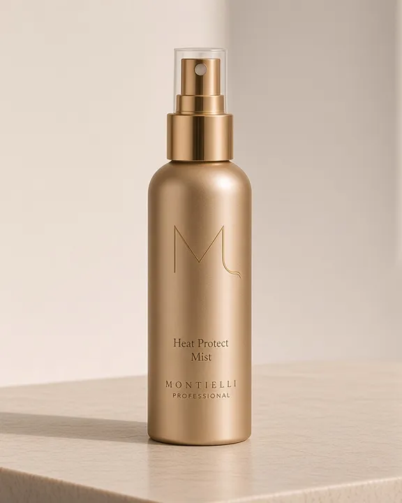 Montielli Heat Protect Mist with gold M monogram